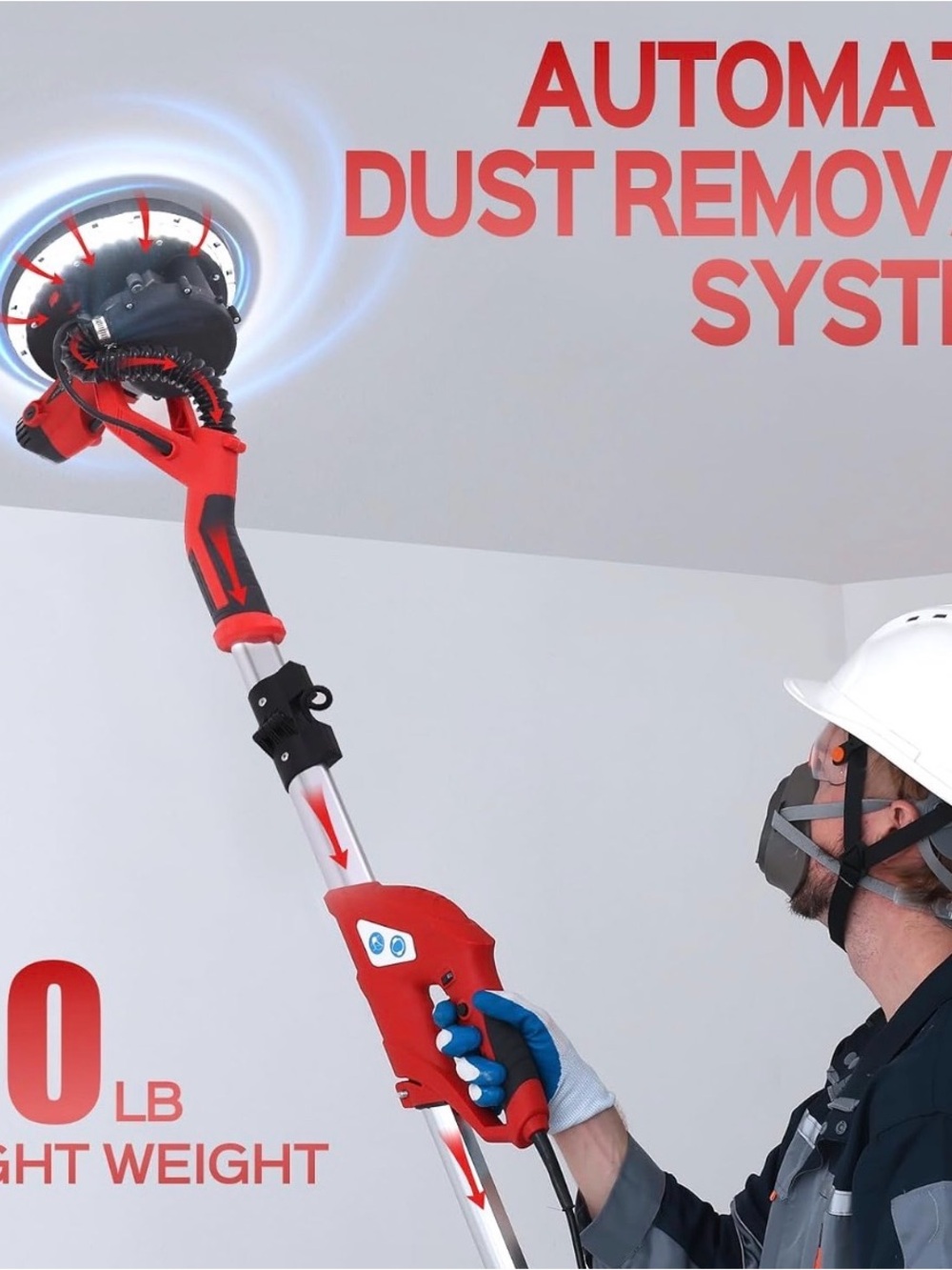 Red Telescoping Ceiling Sander - Heavy-Duty Dust Removal